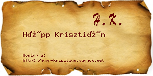 Hápp Krisztián névjegykártya